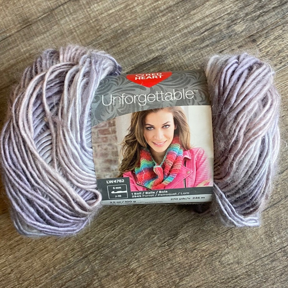 Red Heart Unforgettable Yarn Pearly 3930 Medium‎ 4 Acrylic 270 Yards Purple Grey